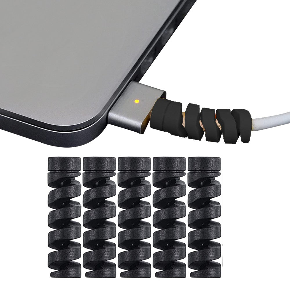 40Pcs Charging Cable Protector Spiral Phone Charge Cable Cord Saver Black