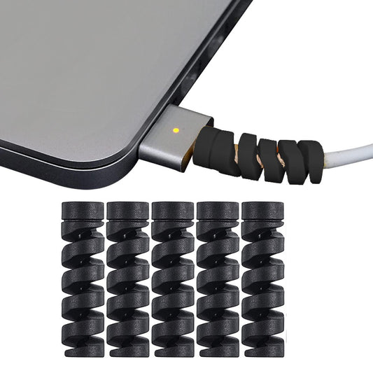 40Pcs Charging Cable Protector Spiral Phone Charge Cable Cord Saver Black