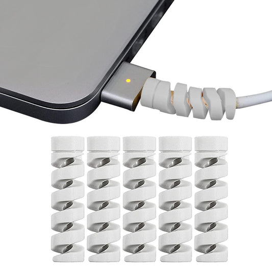 40Pcs Charging Cable Protector Spiral Phone Charge Cable Cord Saver Grey