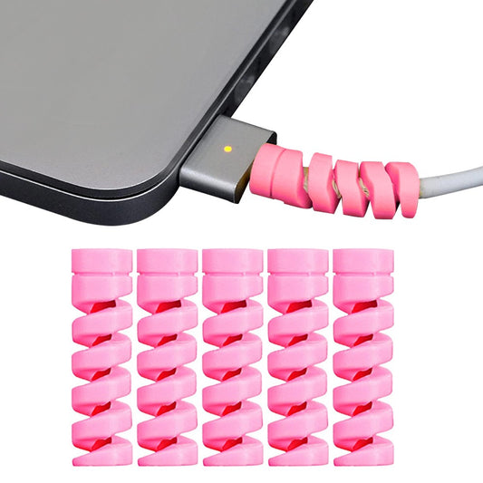 40Pcs Charging Cable Protector Spiral Phone Charge Cable Cord Saver Pink