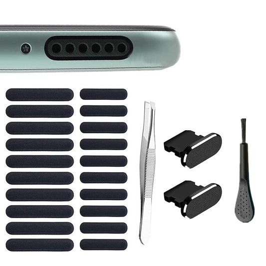 Phone Speaker Dustproof Stickers Dust Plugs Protector Kit for iPhone Black
