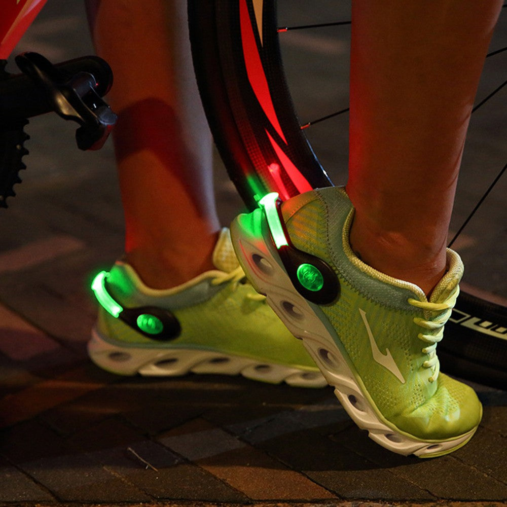 2 X USB Charging Shoes Clip Light Outdoor Night Running Safety Lamp Green Lights