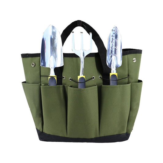 Multi Pockets Gardening Tool Bag Planting Tool Storage Tote Bag Army Green