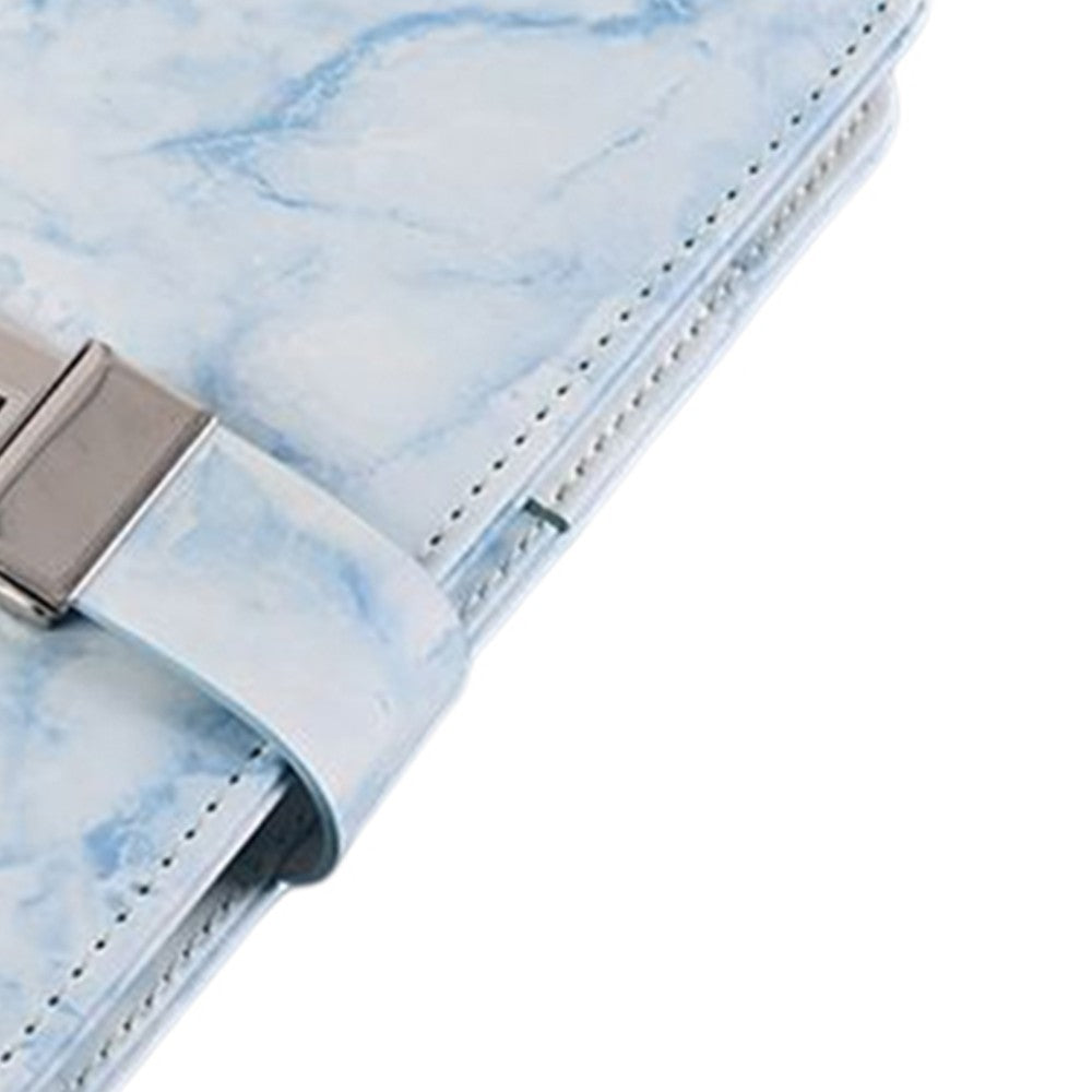 PU Leather Marble Diary with Combination Lock Refillable Secret Journal Notebooks for Girls Women Blue