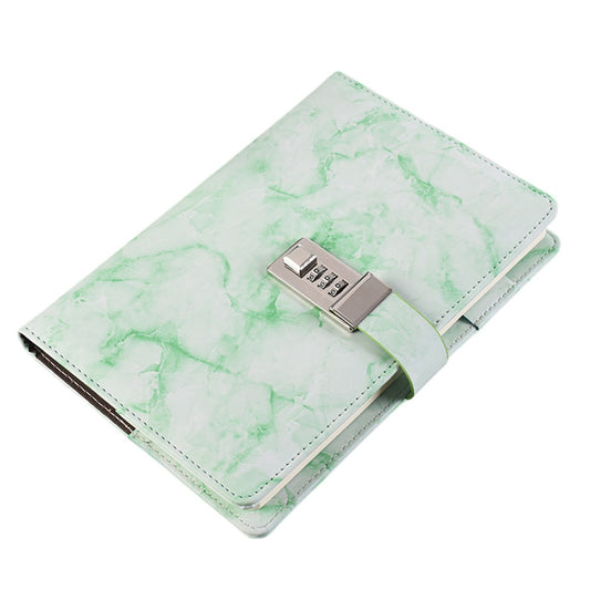 PU Leather Marble Diary with Combination Lock Refillable Secret Journal Notebooks for Girls Women Green
