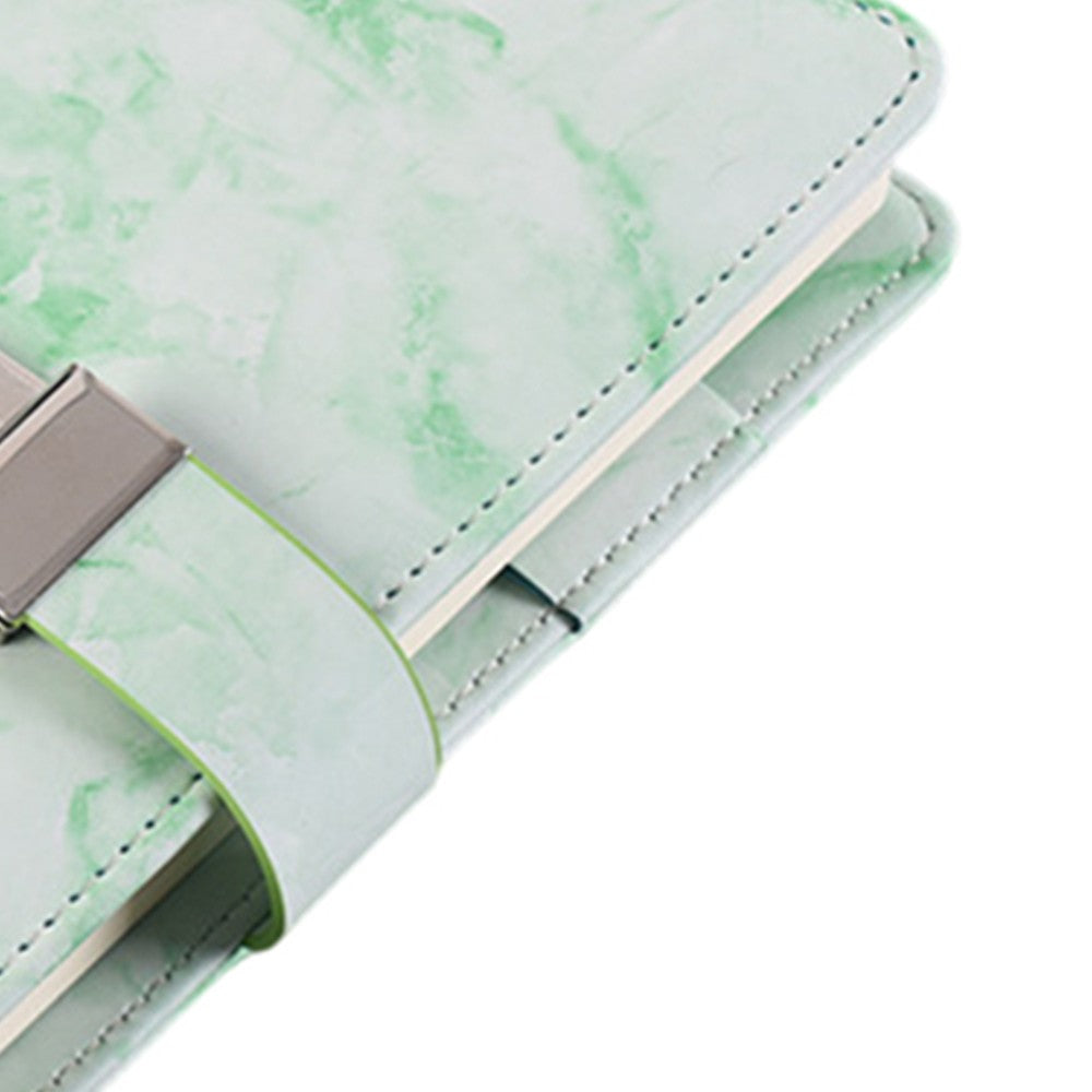 PU Leather Marble Diary with Combination Lock Refillable Secret Journal Notebooks for Girls Women Green