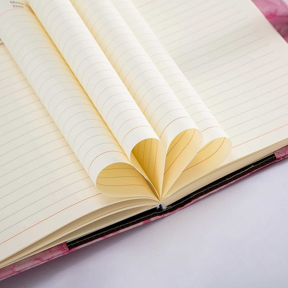 PU Leather Marble Diary with Combination Lock Refillable Secret Journal Notebooks for Girls Women Pink