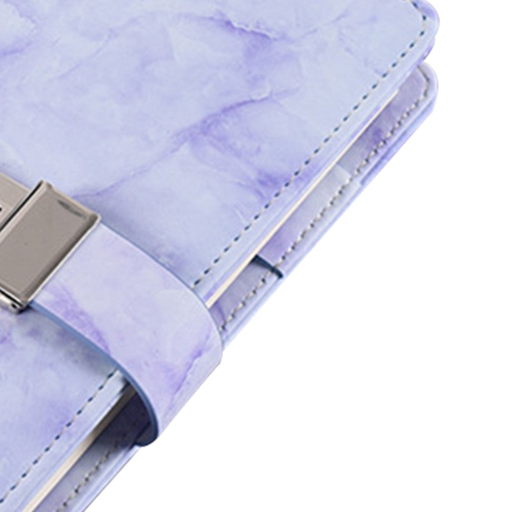 PU Leather Marble Diary with Combination Lock Refillable Secret Journal Notebooks for Girls Women Purple