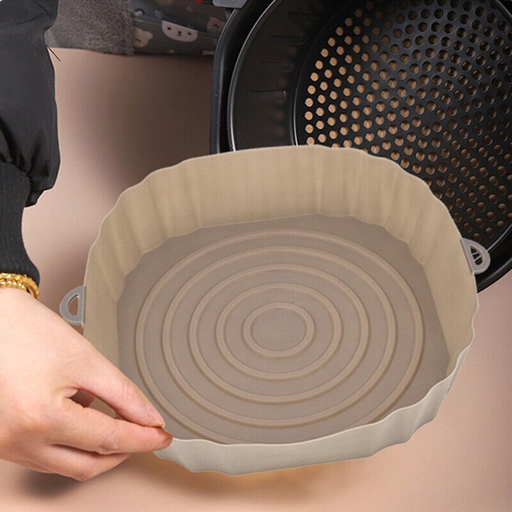 2 X Air Fryer Silicone Pot Air Fryer Liners Microwave Oven Baking Accessories Brown