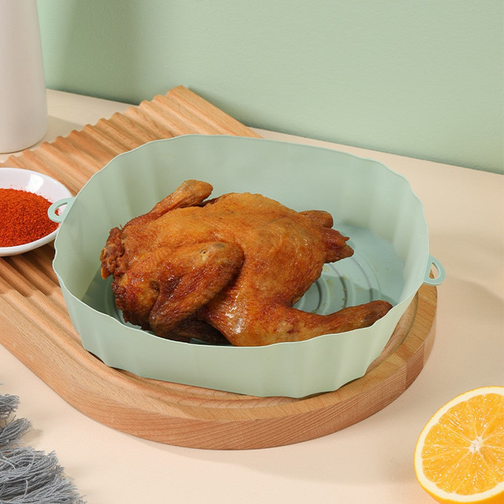 2 X Air Fryer Silicone Pot Air Fryer Liners Microwave Oven Baking Accessories Green