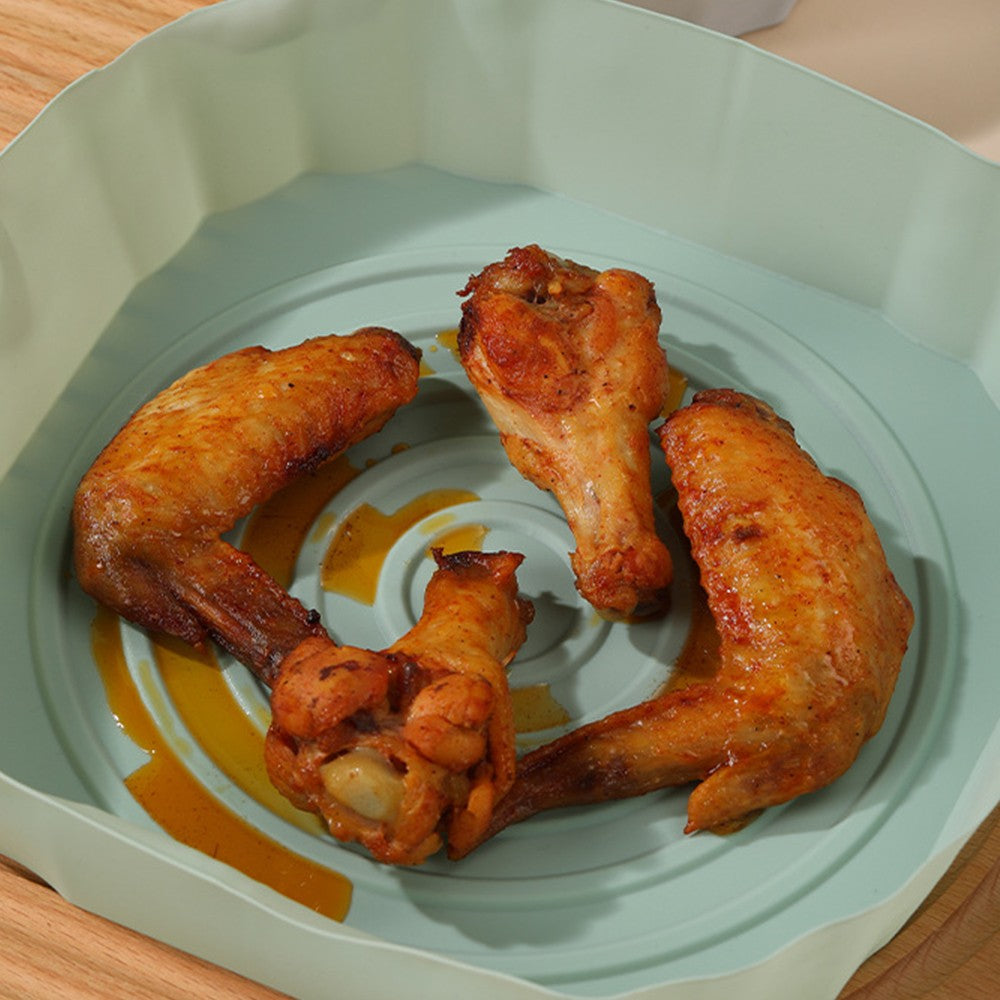 2 X Air Fryer Silicone Pot Air Fryer Liners Microwave Oven Baking Accessories Green