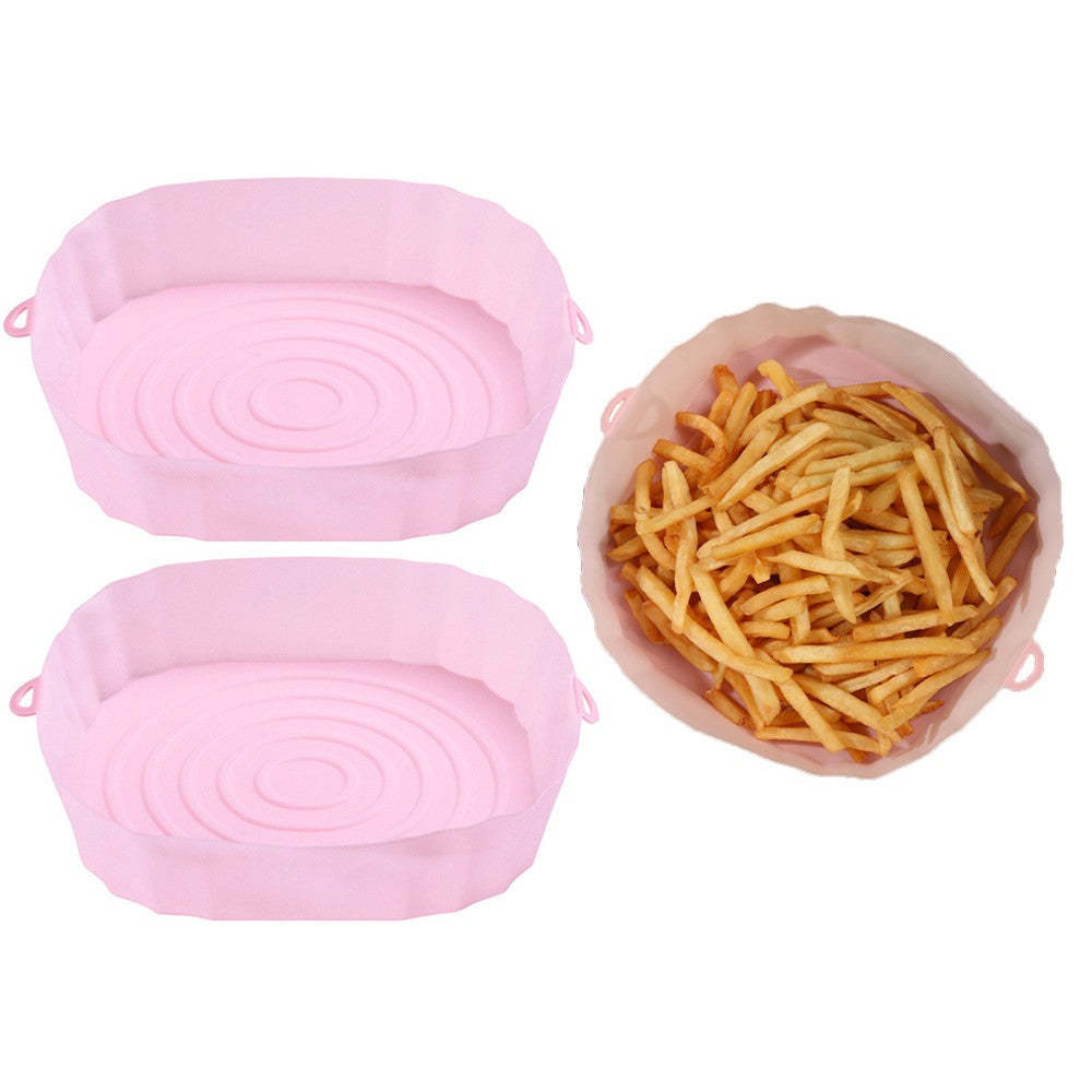 2 X Air Fryer Silicone Pot Air Fryer Liners Microwave Oven Baking Accessories Pink