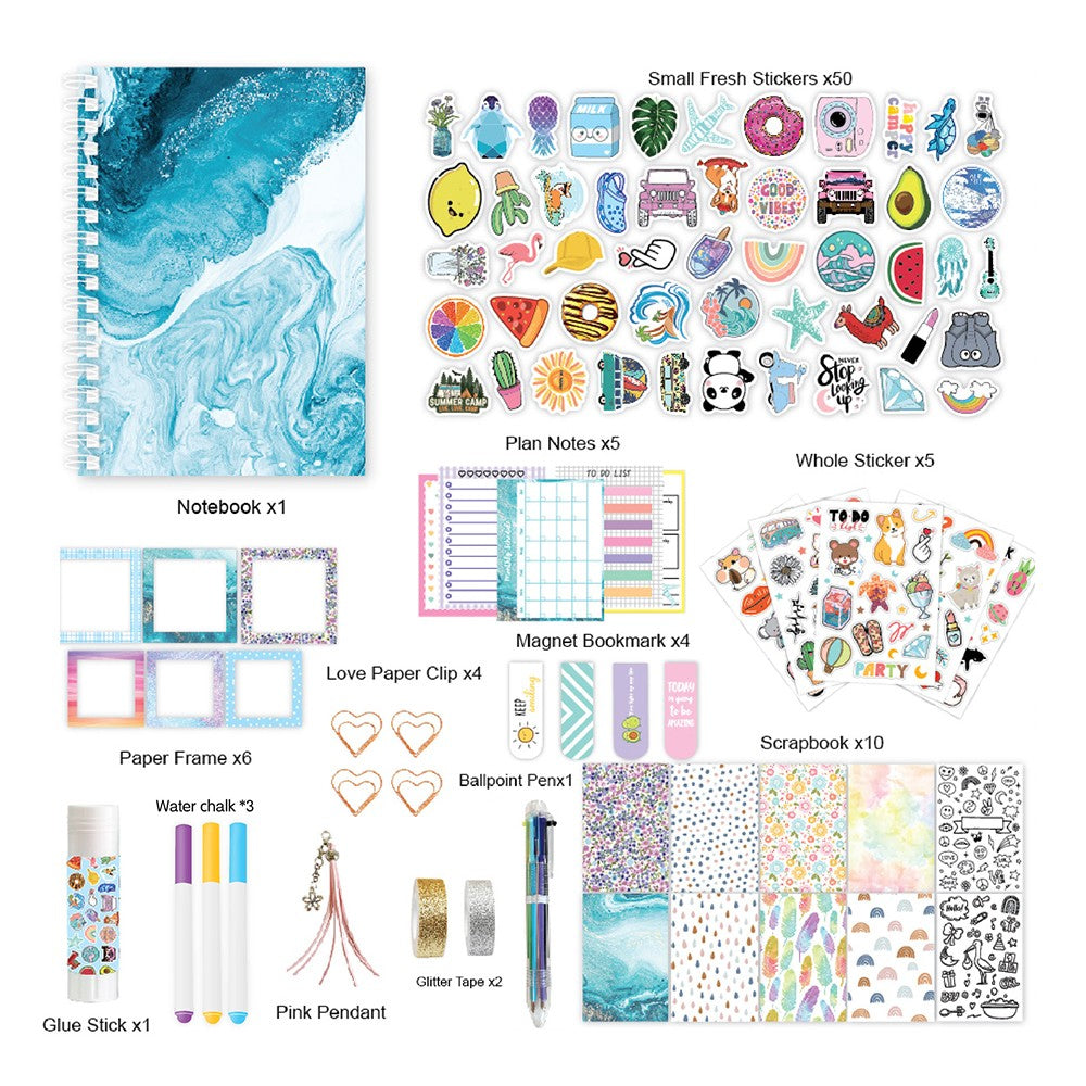 Waves Style DIY Journal Kit with Scrapbooking Supplies Stickers