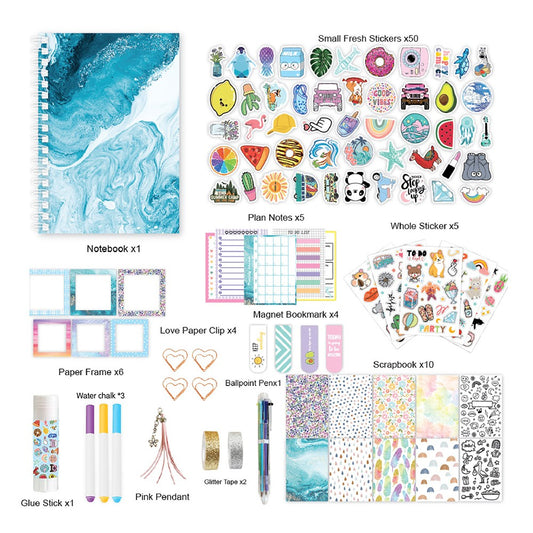 Waves Style DIY Journal Kit with Scrapbooking Supplies Stickers