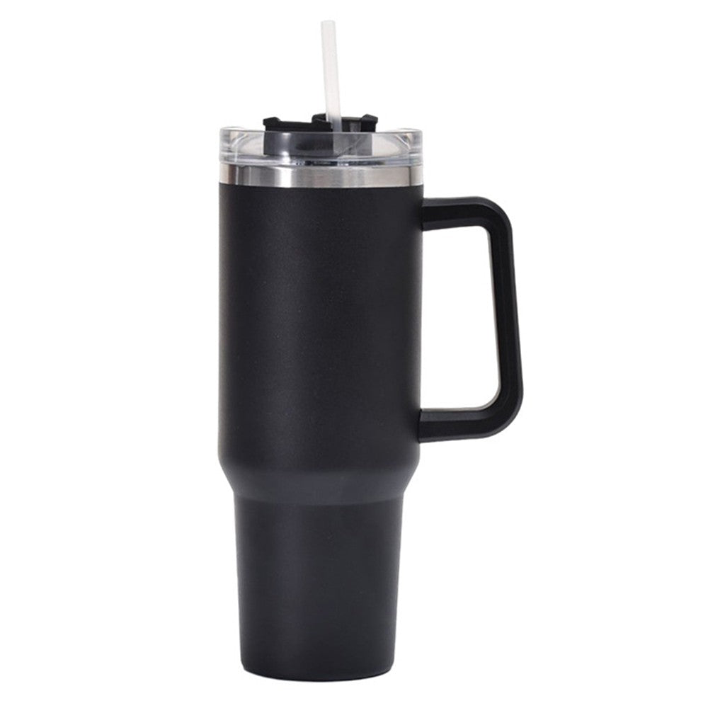 40oz Double Wall Insulated Coffee Mug Stainless Steel Thermal Cups with Lid and Straw Black