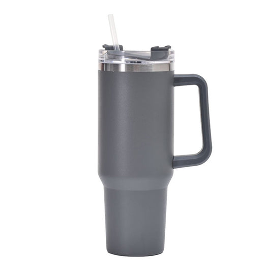 40oz Double Wall Insulated Coffee Mug Stainless Steel Thermal Cups with Lid and Straw Grey