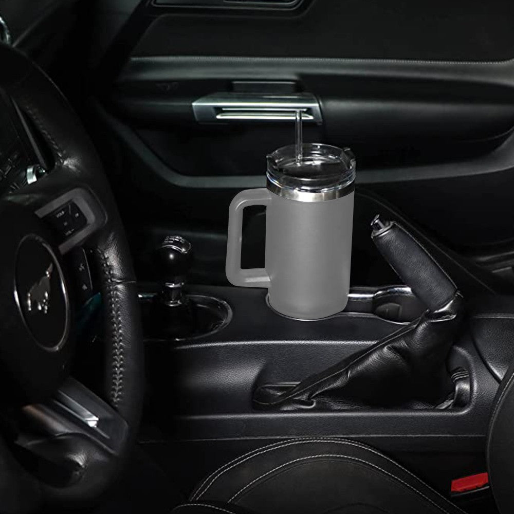 40oz Double Wall Insulated Coffee Mug Stainless Steel Thermal Cups with Lid and Straw Grey