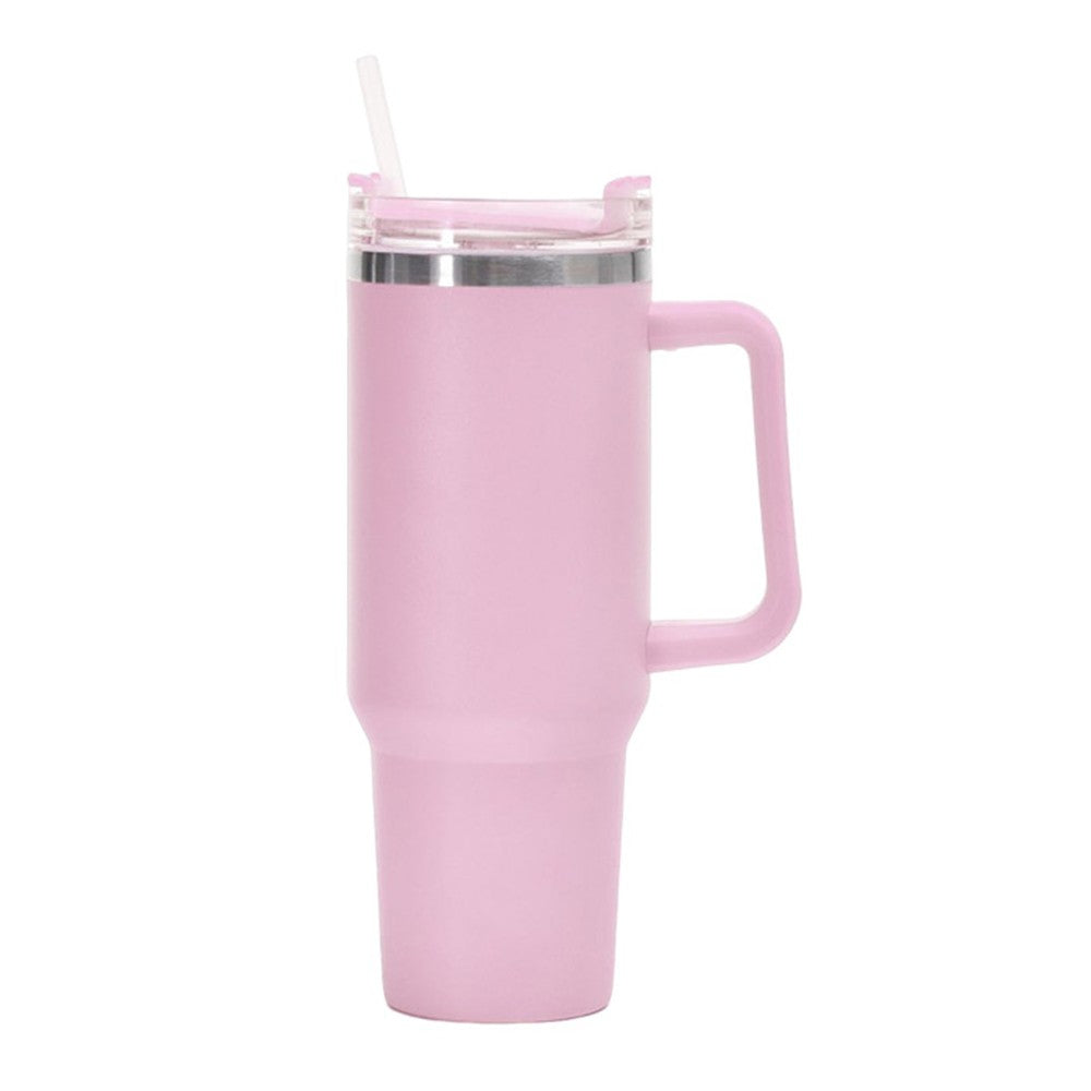 40oz Double Wall Insulated Coffee Mug Stainless Steel Thermal Cups with Lid and Straw Pink