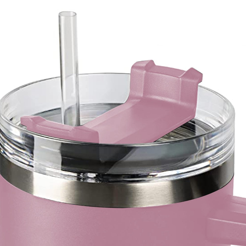 40oz Double Wall Insulated Coffee Mug Stainless Steel Thermal Cups with Lid and Straw Pink