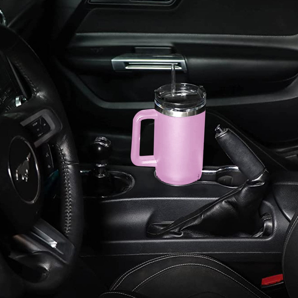40oz Double Wall Insulated Coffee Mug Stainless Steel Thermal Cups with Lid and Straw Pink