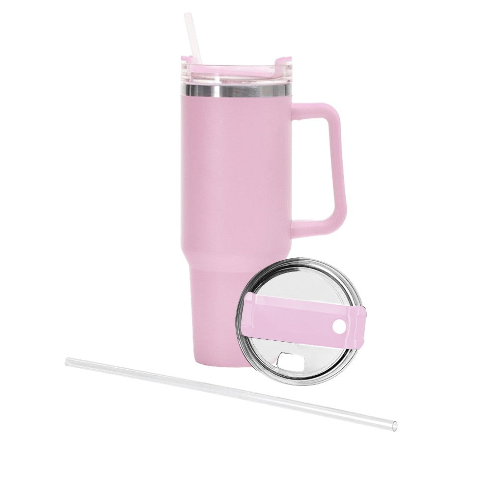 40oz Double Wall Insulated Coffee Mug Stainless Steel Thermal Cups with Lid and Straw Pink