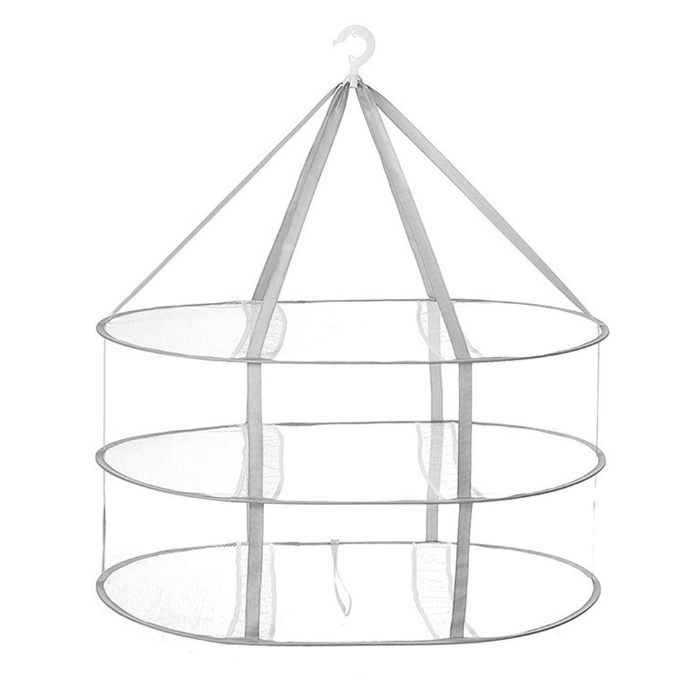 3 Tier Hanging Drying Rack Foldable Clothes Hanging Dryer Laundry Mesh Flat Rack