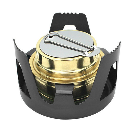 Outdoor Mini Alcohol Stove Burner Portable Hiking Camping Stove Burner with Stand Black