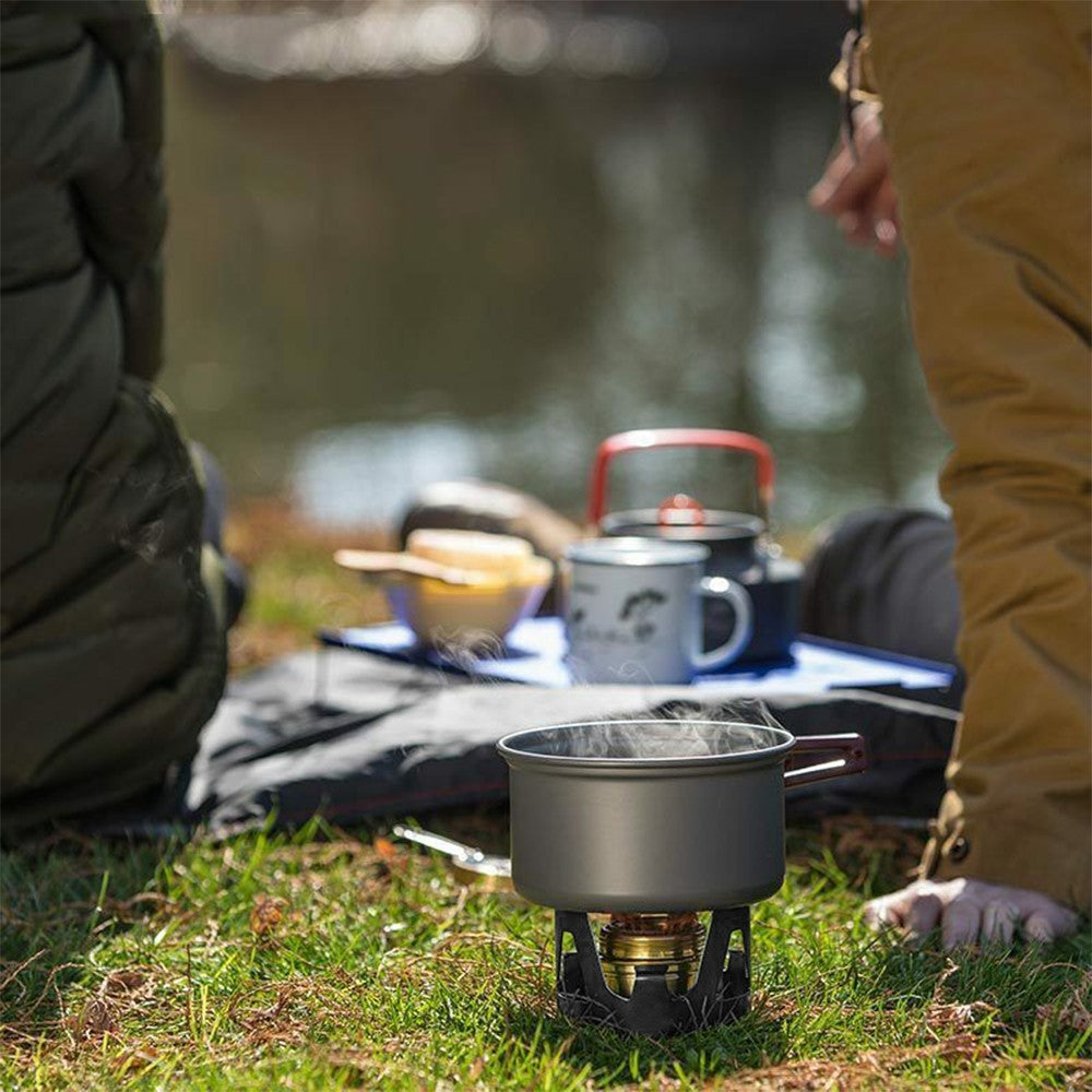 Outdoor Mini Alcohol Stove Burner Portable Hiking Camping Stove Burner with Stand Black