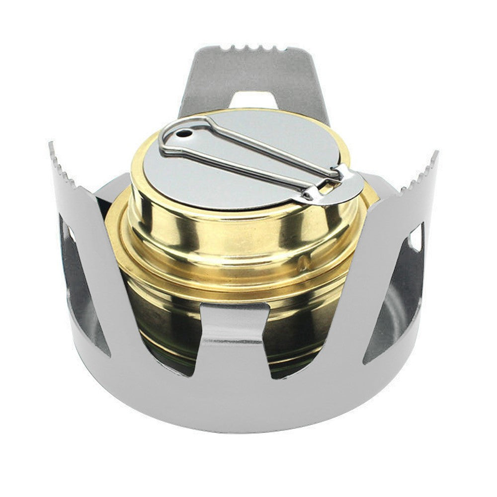 Outdoor Mini Alcohol Stove Burner Portable Hiking Camping Stove Burner with Stand Grey