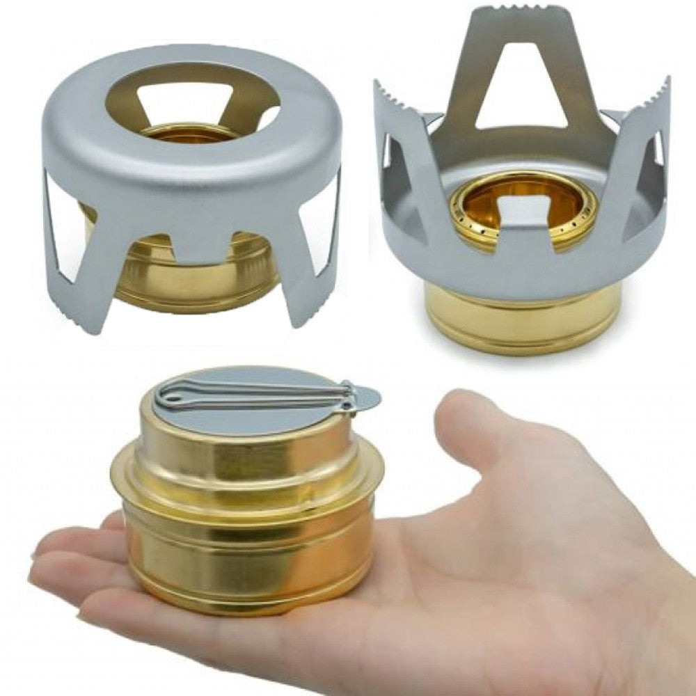 Outdoor Mini Alcohol Stove Burner Portable Hiking Camping Stove Burner with Stand Grey