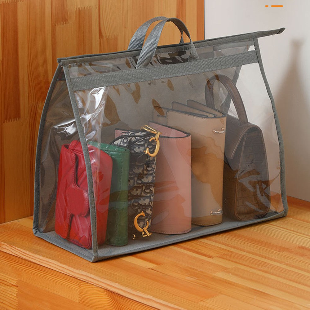 Set of 5Pcs Closet Purse Dust Storage Bag Wardrobe Clear Handbag Organizer Grey