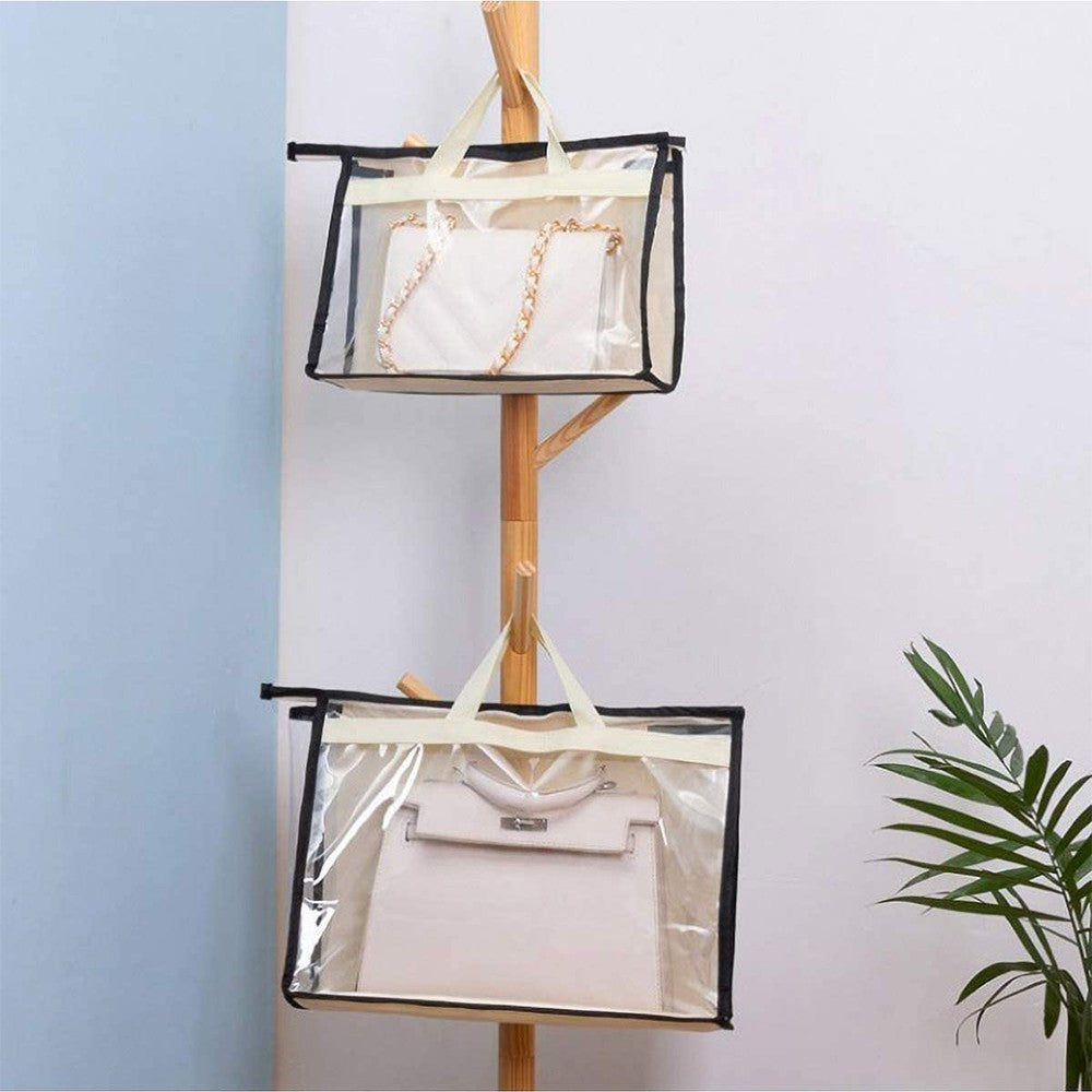 Set of 5Pcs Closet Purse Dust Storage Bag Wardrobe Clear Handbag Organizer Beige