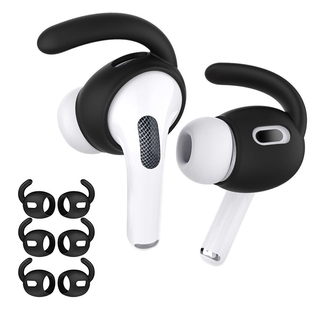 3 Pairs of for AirPods Pro Ear Hooks Covers Earbuds Anti Slip Covers Silicone Earphones Earhooks Black