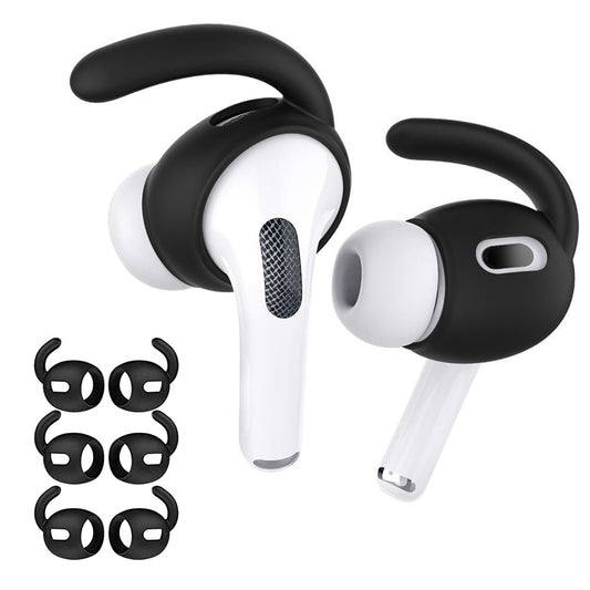 3 Pairs of for AirPods Pro Ear Hooks Covers Earbuds Anti Slip Covers Silicone Earphones Earhooks Black