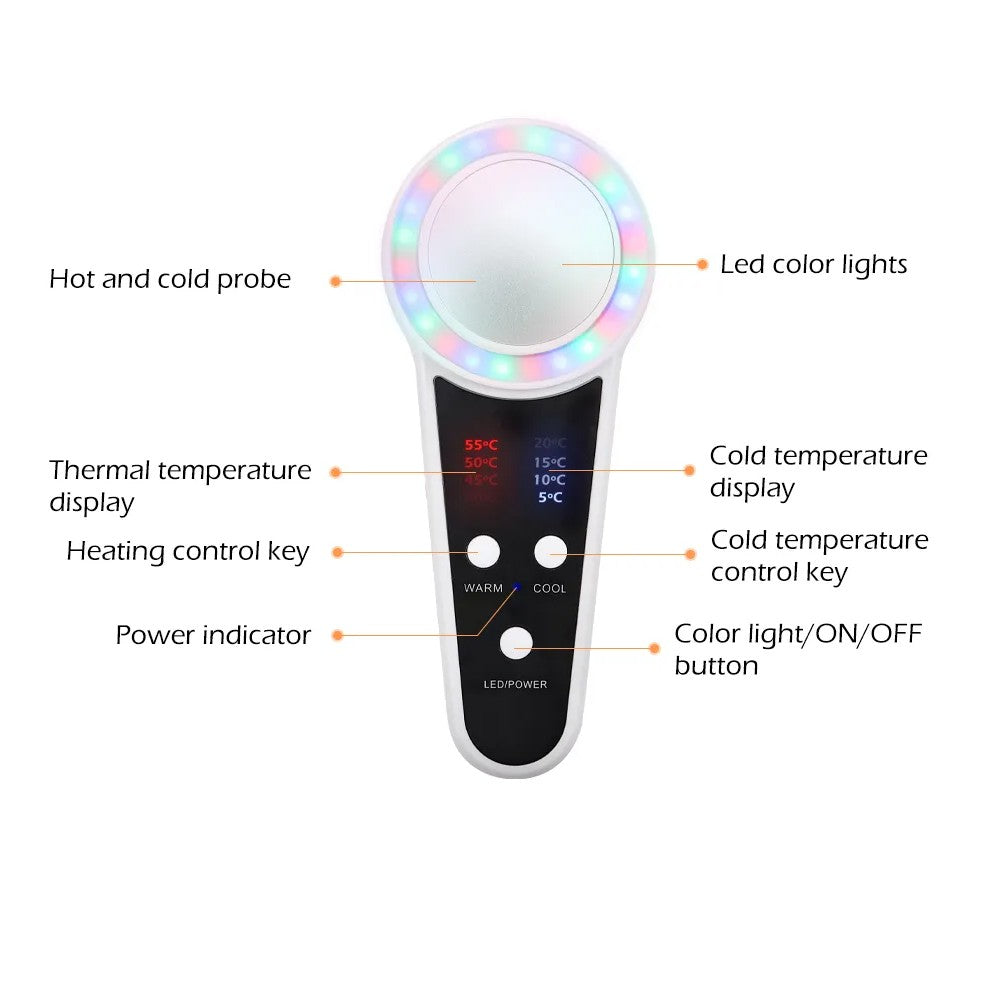 Electric Beauty Device Rechargeable Facial Massager Hot Cold Therapy Anti Wrinkle Device