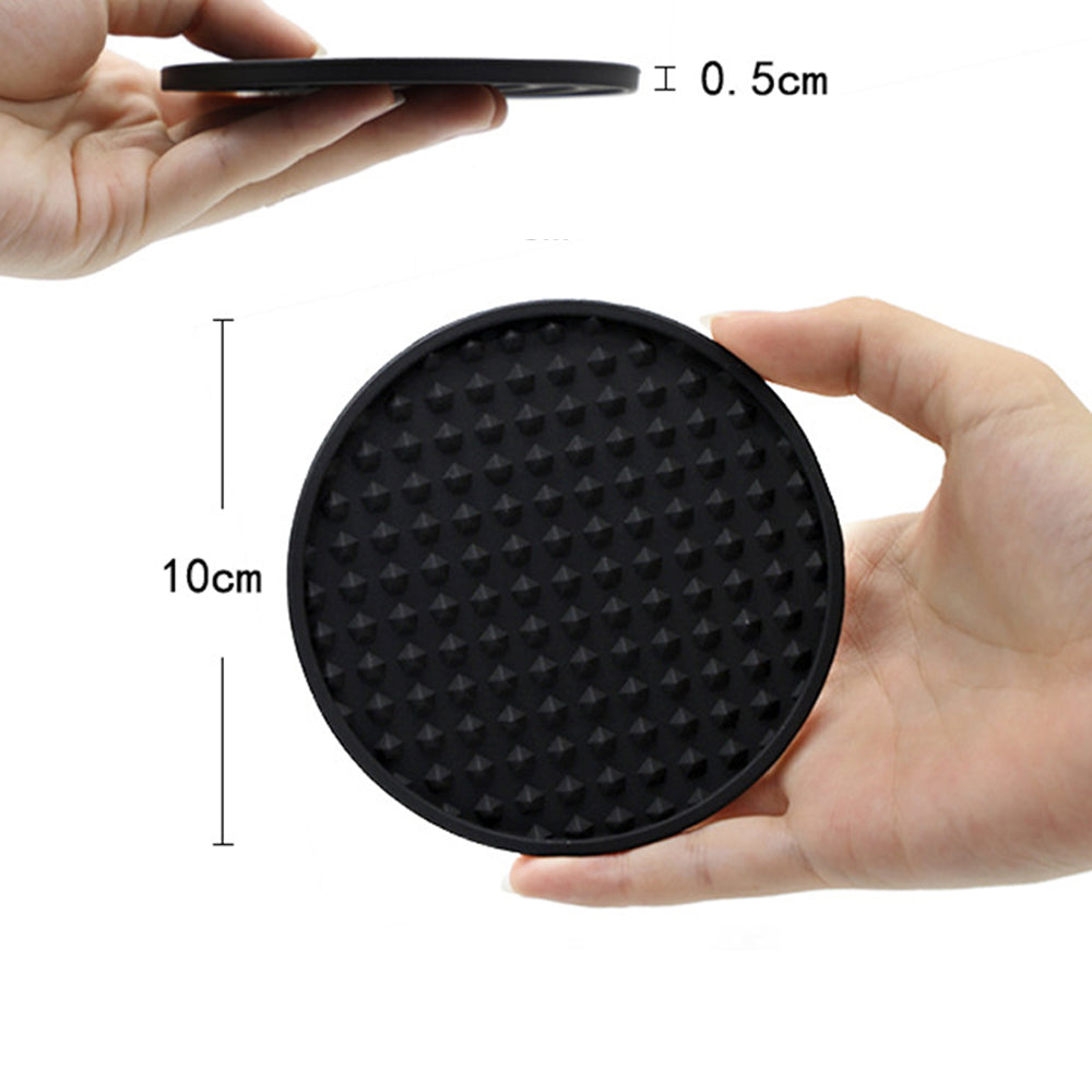 6pcs Silicone Coasters with Holder Drinking Coasters Cup Mat Black