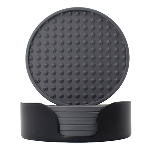 6pcs Silicone Coasters with Holder Drinking Coasters Cup Mat Grey