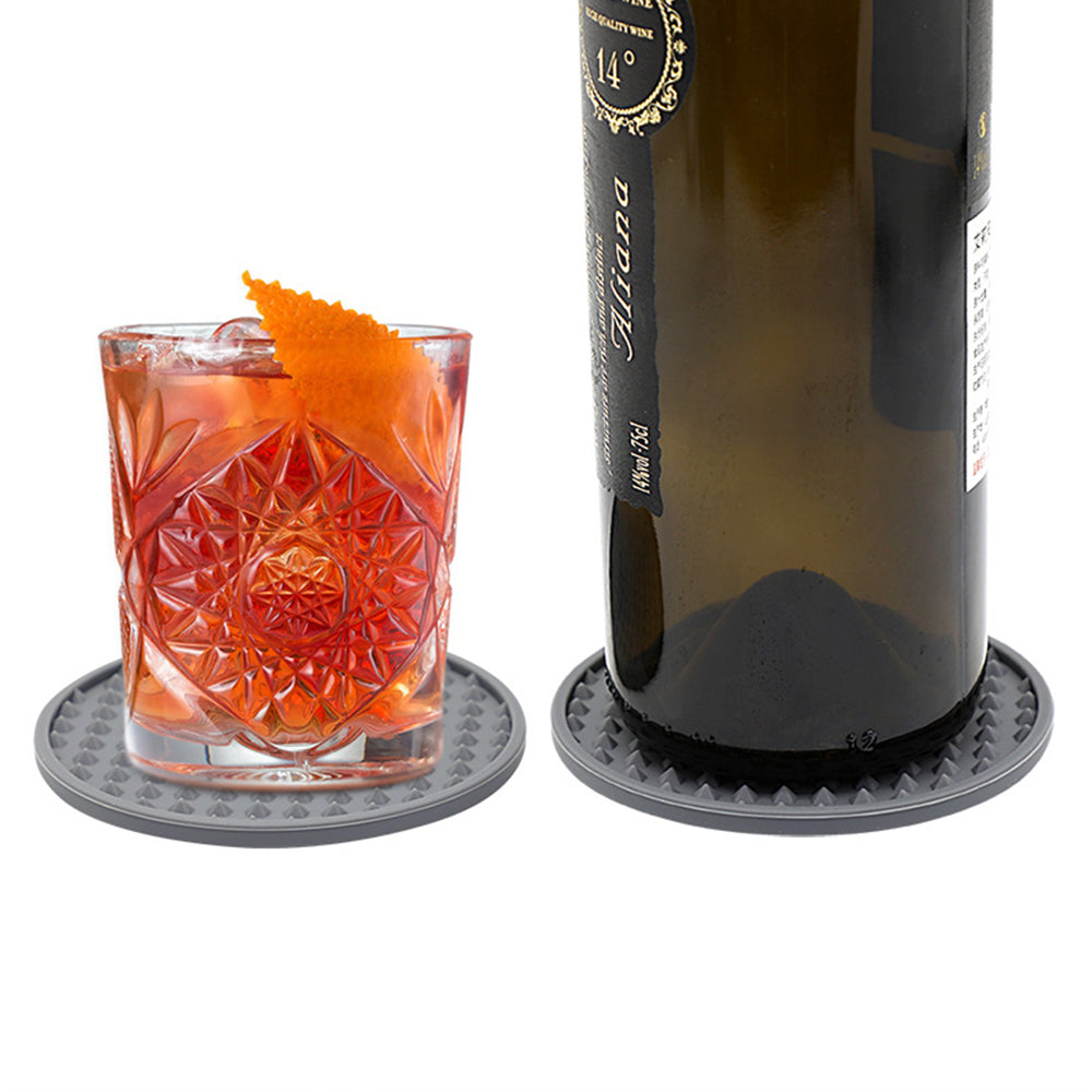 6pcs Silicone Coasters with Holder Drinking Coasters Cup Mat Grey