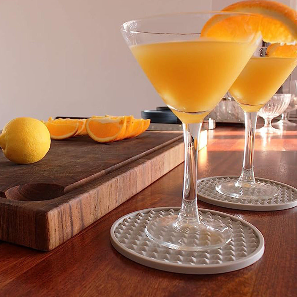 6pcs Silicone Coasters with Holder Drinking Coasters Cup Mat Grey