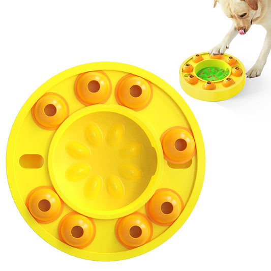 Pet Slow Feeder Bowl Pets Puzzle Toy Interactive Treat Dispenser Pet Bowl Yellow