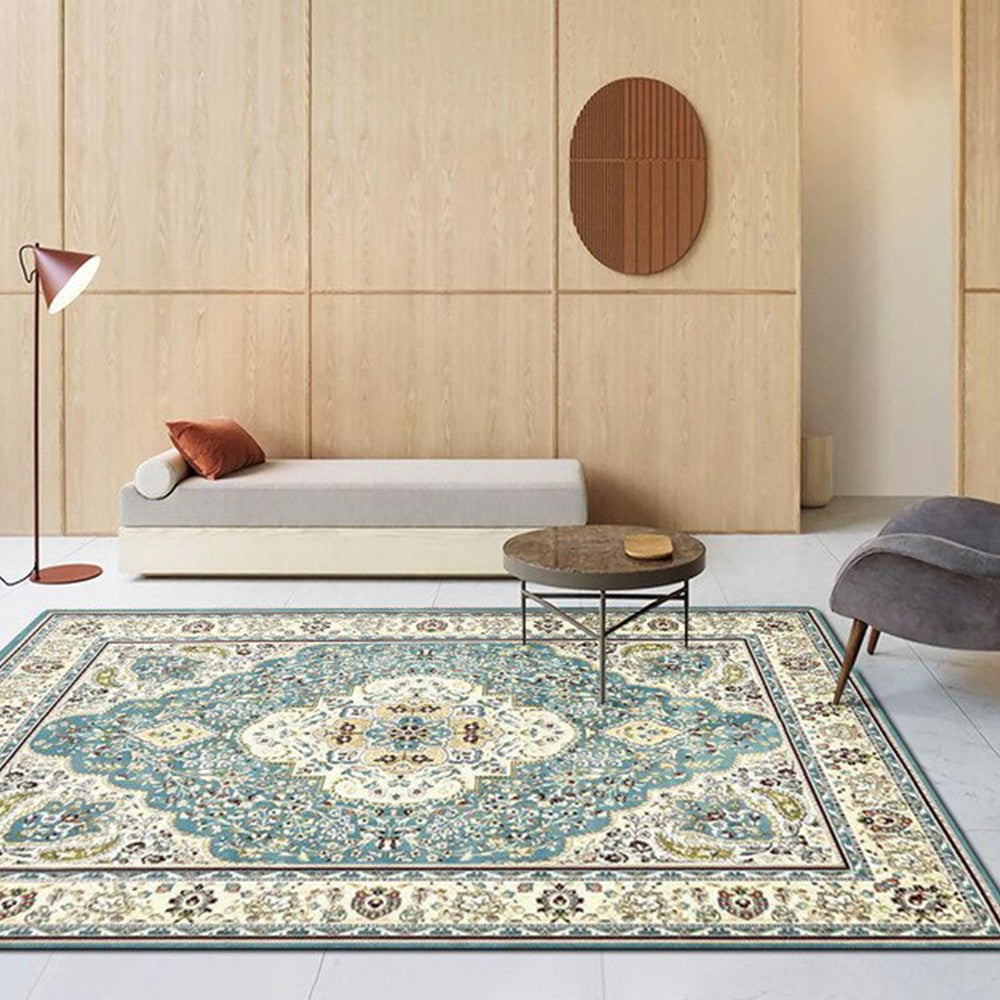 120x160cm Boho Carpet Style Mat Anti Slip Floor Mat Area Rug Home Decoration Blue