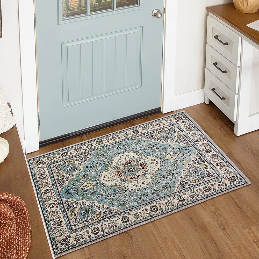 80x120cm Boho Carpet Style Mat Anti Slip Floor Mat Area Rug Home Decoration Blue