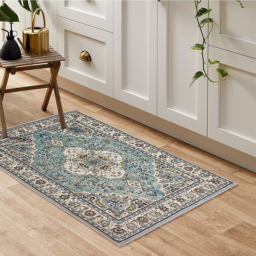 80x120cm Boho Carpet Style Mat Anti Slip Floor Mat Area Rug Home Decoration Blue