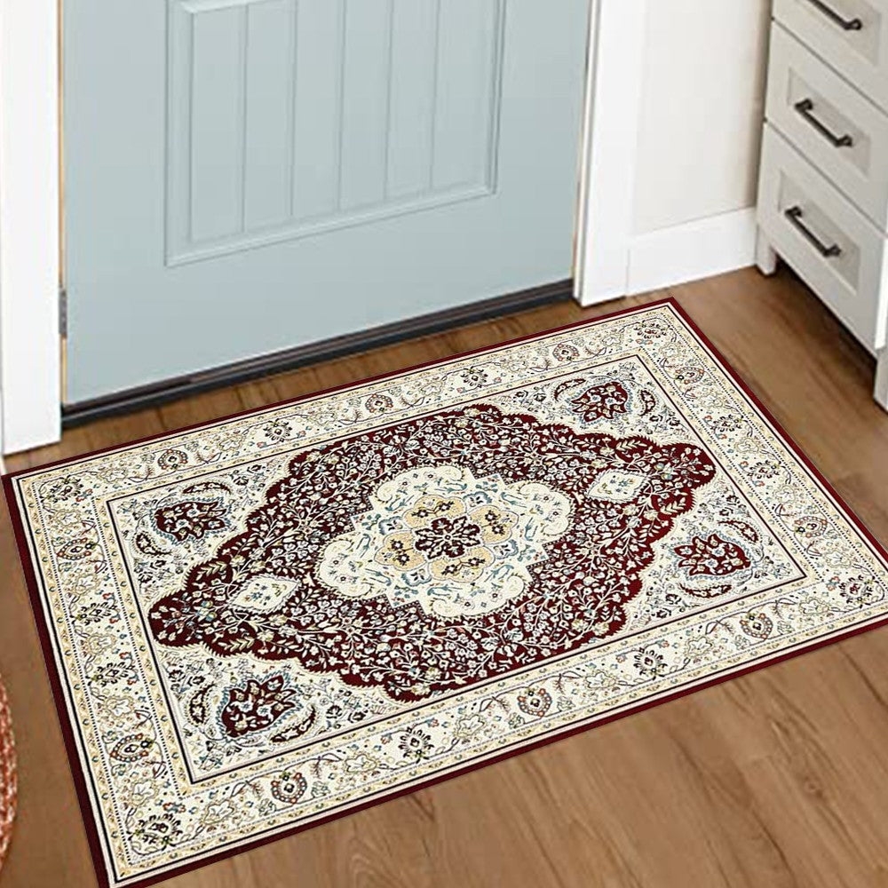 80x120cm Boho Carpet Style Mat Anti Slip Floor Mat Area Rug Home Decoration Darkred