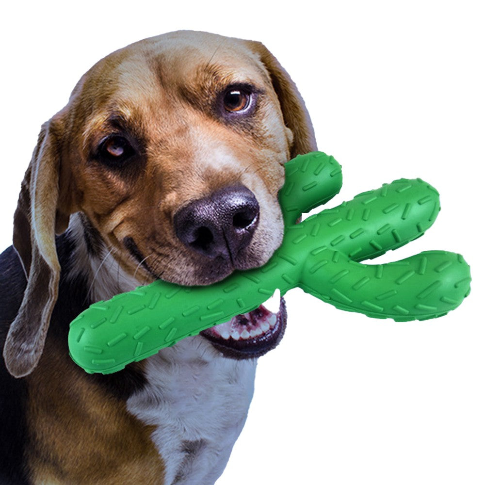 Cactus Shaped Dog Chew Toys Rubber Pet Teething Toy Interactive Dog Toys Dog Cleaning Teeth Toys