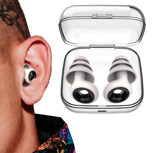 Pair of Reusable 3 Layer Noise Reduction Earplugs Hearing Protection Ear Plugs White