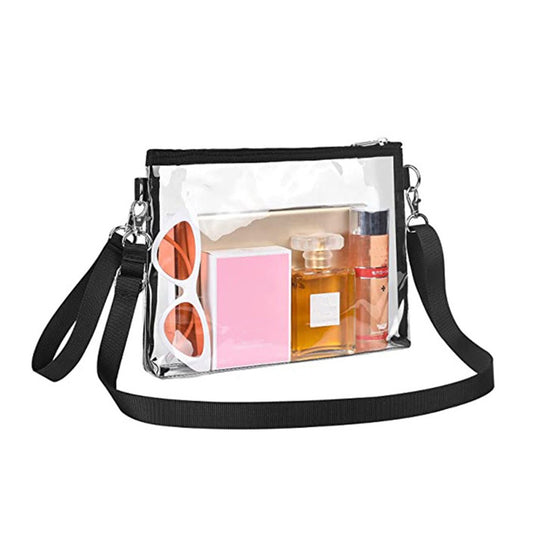 PVC Transparent Crossbody Bag Tote Bag Purse with Black Shoulder Strap