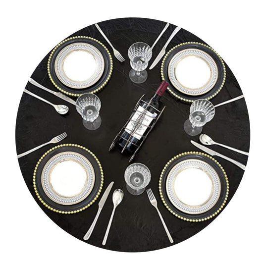 152cm Water-resistant Round PVC Table Cloth Oilproof Tablecloth Black