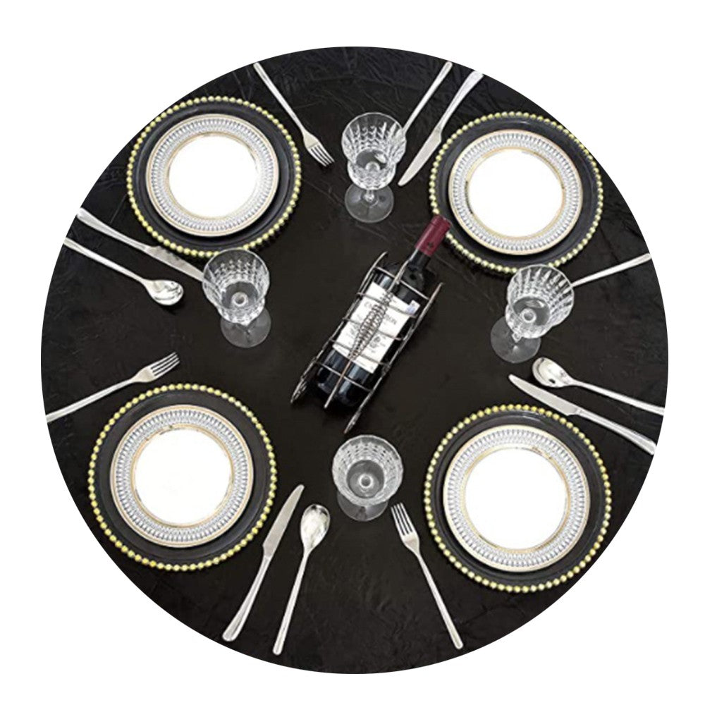 122cm Water-resistant Round PVC Table Cloth Oilproof Tablecloth Black