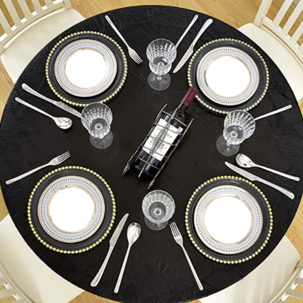 152cm Water-resistant Round PVC Table Cloth Oilproof Tablecloth Black